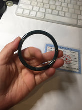 Load image into Gallery viewer, 55.5mm Certified Type A 100% Natural dark green/blue/gray Guatemala slim round cut Jadeite bangle PA145-8842
