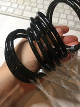 Load image into Gallery viewer, 55-63mm certified 100% Natural dark green black (青玉) slim round cut nephrite group Jade bangle HT106
