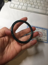 Load image into Gallery viewer, 55.5mm Certified Type A 100% Natural dark green/blue/gray Guatemala slim round cut Jadeite bangle PA145-8842
