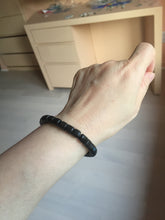 Load image into Gallery viewer, 7x6.2mm 100% Natural black nephrite(Mo Yu, 墨玉) cylinder bead bracelet for 50-55mm HN2
