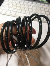 Load image into Gallery viewer, 55-63mm certified 100% Natural dark green black (青玉) slim round cut nephrite group Jade bangle HT106
