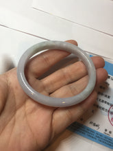 Load image into Gallery viewer, 53.5mm 100% natural light green purple white oval jadeite jade bangle X135-3836
