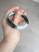 Load image into Gallery viewer, 54.3mm Certified Type A 100% Natural icy watery dark green/white//black Jadeite Jade bangle BM8-8573
