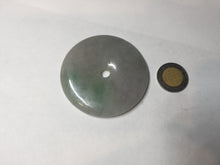 Load image into Gallery viewer, 56.6mm 100% Natural sunny green/purple/gray jadeite Jade Safety Guardian Button(donut) Pendant/worry stone F143
