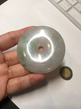 Load image into Gallery viewer, 56.6mm 100% Natural sunny green/purple/gray jadeite Jade Safety Guardian Button(donut) Pendant/worry stone F143
