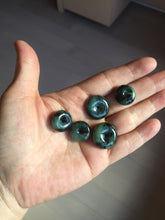 Load image into Gallery viewer, Type A 100% Natural dark green black Jadeite Safety Guardian Button donuts pendant PD187
