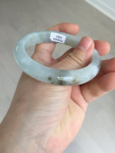 Load image into Gallery viewer, 56.5mm 100% natural type A icy watery light green/brown/black seaweed jadeite jade bangle Q139-5250
