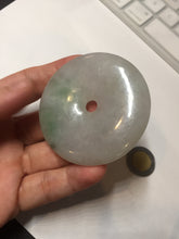 Load image into Gallery viewer, 56.6mm 100% Natural sunny green/purple/gray jadeite Jade Safety Guardian Button(donut) Pendant/worry stone F143
