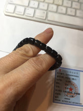 Load image into Gallery viewer, 7x6.2mm 100% Natural black nephrite(Mo Yu, 墨玉) cylinder bead bracelet for 50-55mm HN2
