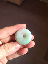 Load image into Gallery viewer, 29.8mm Type A 100% Natural suny green purple yellow(FU LU SHOU, 福禄寿) Jadeite Safety Guardian Button donuts pendant PD185
