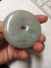 Load image into Gallery viewer, 56.6mm 100% Natural sunny green/purple/gray jadeite Jade Safety Guardian Button(donut) Pendant/worry stone F143
