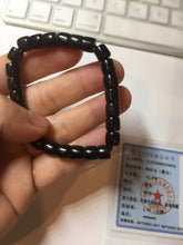 Load image into Gallery viewer, 7x6.2mm 100% Natural black nephrite(Mo Yu, 墨玉) cylinder bead bracelet for 50-55mm HN2
