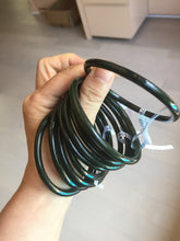 Load image into Gallery viewer, 55-63mm certified 100% Natural dark green black (青玉) slim round cut nephrite group Jade bangle HT106
