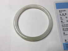 Load image into Gallery viewer, 55mm 100% natural Type A icy watery light green white slim round cut jadeite jade bangle AD109-8096
