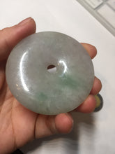 Load image into Gallery viewer, 56.6mm 100% Natural sunny green/purple/gray jadeite Jade Safety Guardian Button(donut) Pendant/worry stone F143
