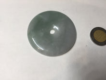 Load image into Gallery viewer, 50.2mm 100% Natural oily light green/purple/gray jadeite Jade Safety Guardian Button(donut) Pendant/worry stone F144
