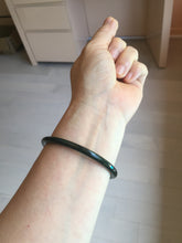 Load image into Gallery viewer, 55-63mm certified 100% Natural dark green black (青玉) slim round cut nephrite group Jade bangle HT106
