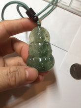 Load image into Gallery viewer, 100% natural grade A icy watery dark green gray jadeite jade Guanyin pendants PB202
