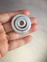 Load image into Gallery viewer, 33.6/23.5/14.7mm Type A 100% Natural light purple white Jadeite Jade concentric circle safety Guardian ring pendant set BK113
