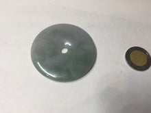 Load image into Gallery viewer, 50.2mm 100% Natural oily light green/purple/gray jadeite Jade Safety Guardian Button(donut) Pendant/worry stone F144
