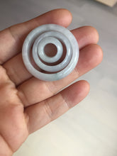 Load image into Gallery viewer, 33.6/23.5/14.7mm Type A 100% Natural light purple white Jadeite Jade concentric circle safety Guardian ring pendant set BK113
