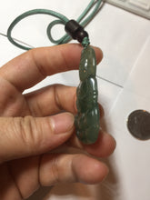 Load image into Gallery viewer, 100% natural grade A icy watery dark green gray jadeite jade Guanyin pendants PB202
