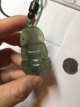 Load image into Gallery viewer, 100% natural grade A icy watery dark green gray jadeite jade Guanyin pendants PB202
