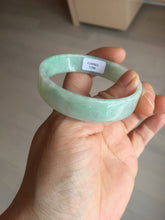 Load image into Gallery viewer, 52mm Certified Type A 100% Natural sunny green white square Jadeite Jade bangle AJ71-1346
