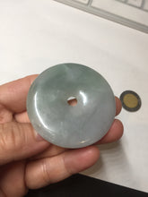 Load image into Gallery viewer, 50.2mm 100% Natural oily light green/purple/gray jadeite Jade Safety Guardian Button(donut) Pendant/worry stone F144
