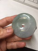 Load image into Gallery viewer, 50.2mm 100% Natural oily light green/purple/gray jadeite Jade Safety Guardian Button(donut) Pendant/worry stone F144
