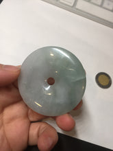 Load image into Gallery viewer, 50.2mm 100% Natural oily light green/purple/gray jadeite Jade Safety Guardian Button(donut) Pendant/worry stone F144
