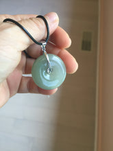 Load image into Gallery viewer, 28.7mm Type A 100% Natural icy watery oily dark green/gray Jadeite Jade Safety Guardian Button donuts Pendant PC117
