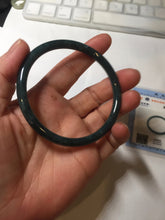 Load image into Gallery viewer, 59.5mm Certified Type A 100% Natural dark green/blue/gray Guatemala slim round cut Jadeite bangle PA147-8857
