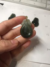Load image into Gallery viewer, 100% Natural type A dark green/gray/black(油青) Jadeite Jade seashell (福贝)  pendant group BP187
