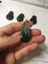 Load image into Gallery viewer, 100% Natural type A dark green/gray/black(油青) Jadeite Jade seashell (福贝)  pendant group BP187
