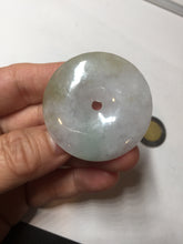 Load image into Gallery viewer, 40.6mm 100% Natural sunny green/purple/gray jadeite Jade Safety Guardian Button(donut) Pendant/worry stone F145
