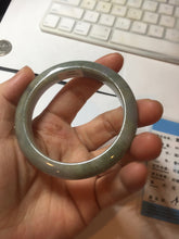 Load image into Gallery viewer, 54.5mm Certified type A 100% Natural dark green gray brown purple two-tone(半山半水) serenity Jadeite bangle PB204-3360
