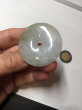 Load image into Gallery viewer, 40.6mm 100% Natural sunny green/purple/gray jadeite Jade Safety Guardian Button(donut) Pendant/worry stone F145
