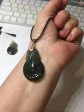 Load image into Gallery viewer, 100% Natural type A dark green/gray/black(油青) Jadeite Jade seashell (福贝)  pendant group BP187
