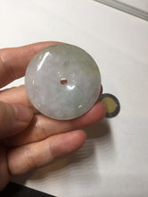 Load image into Gallery viewer, 40.6mm 100% Natural sunny green/purple/gray jadeite Jade Safety Guardian Button(donut) Pendant/worry stone F145
