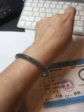 Load image into Gallery viewer, 53.5mm Certified Type A 100% Natural light green/blue slim round cut Guatemala Jadeite bangle PB128-1480
