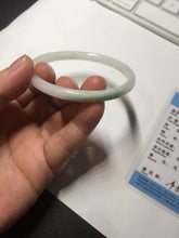 Load image into Gallery viewer, 56mm 100% natural Type A icy watery light green white slim round cut jadeite jade bangle AD110-8098
