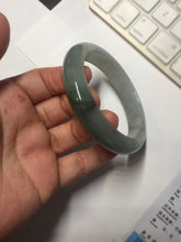 Load image into Gallery viewer, 57.5mm Certified 100% natural Type A icy watery oily dark green/gray(油青) jadeite jade bangle PC119-0352
