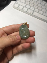 Load image into Gallery viewer, 100% Natural type A icy oily dark green Jadeite Jade seashell (福贝)  pendant F146
