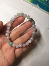 Load image into Gallery viewer, 6.6-6.8mm 100% natural type A green/white/purple jadeite jade beads bracelet BL20
