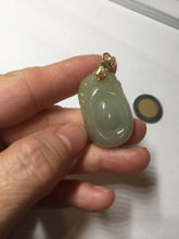 Load image into Gallery viewer, 100% Natural type A icy oily light green gray Jadeite Jade seashell (福贝)  pendant F147
