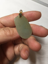 Load image into Gallery viewer, 100% Natural type A icy oily light green gray Jadeite Jade seashell (福贝)  pendant F147
