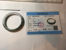 Load image into Gallery viewer, 57.4mm certified Type A 100% Natural dark green gray black white two tone(半山半水) Jadeite Jade bangle PB205-3354

