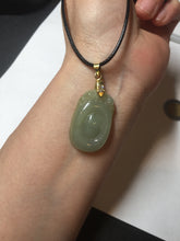 Load image into Gallery viewer, 100% Natural type A icy oily light green gray Jadeite Jade seashell (福贝)  pendant F147
