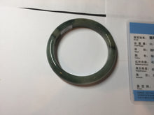 Load image into Gallery viewer, 57.4mm certified Type A 100% Natural dark green gray black white two tone(半山半水) Jadeite Jade bangle PB205-3354
